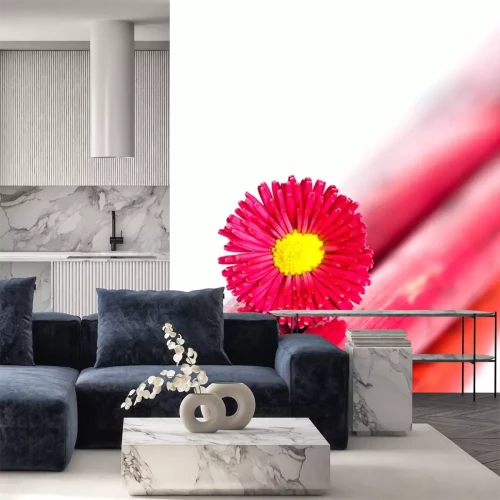 Sticker Blüte auf rotem Stiel