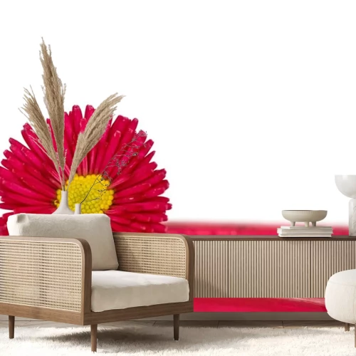 Sticker Rote Blume auf Bambus