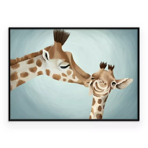 Poster Giraffenmutter mit Baby