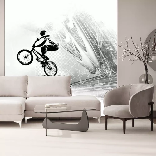 Sticker Young male bicycle jumper. Healthy lifestyle.