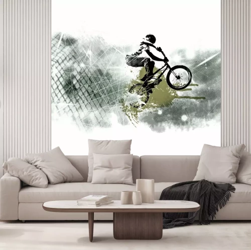 Sticker Young male bicycle jumper. Healthy lifestyle.