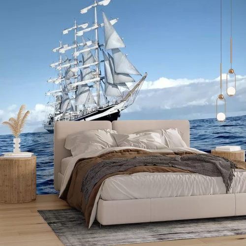 Fototapete Ein mächtiges Schiff im blauen Meer