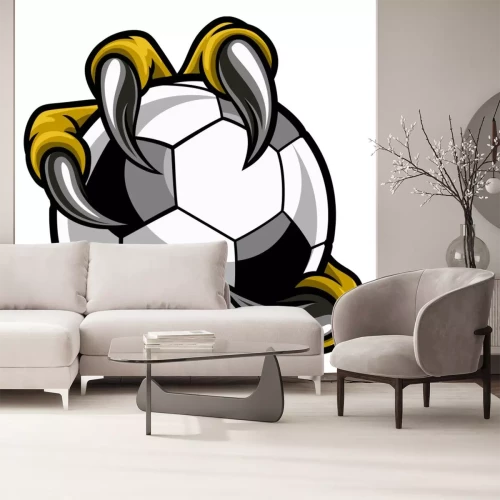 Sticker Fußball in scharfen Krallen gehalten
