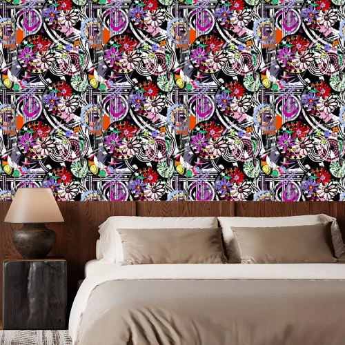 Tapete Straßenkunst mit Blumen