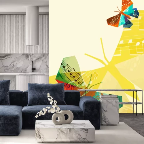 Sticker Schmetterlinge mit Noten auf ihren Flügeln Grafik