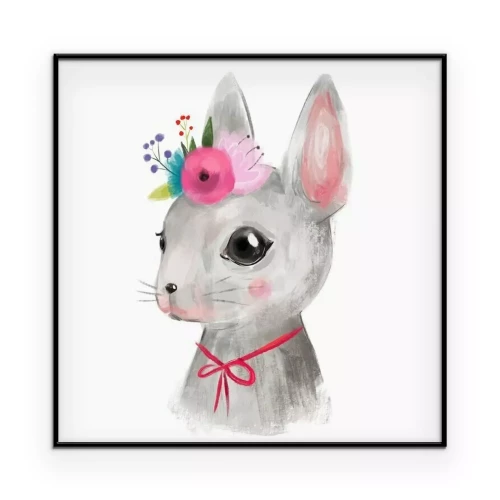 Poster Ein niedliches Kaninchen mit einer Schleife um den Hals