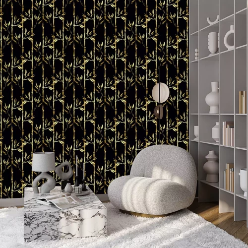 Tapete Metallisch glänzender Bambus