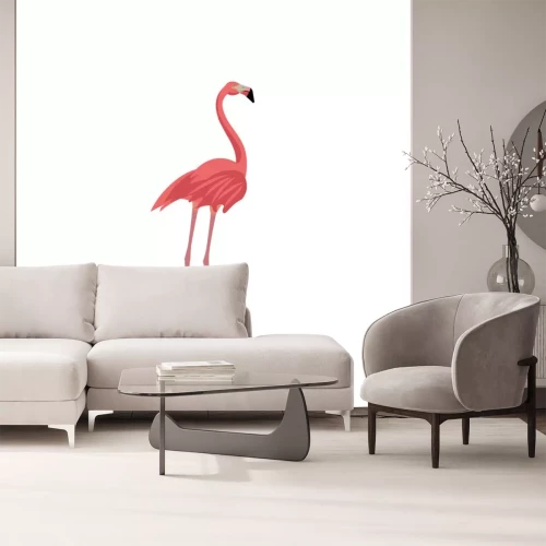 Sticker Silhouette eines Flamingos auf weißem Hintergrund