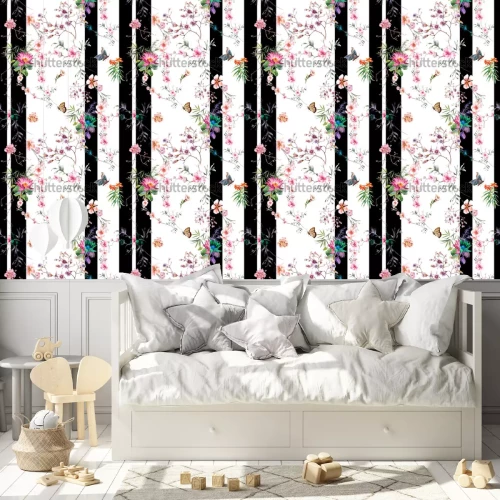 Tapete Frühlingsmuster mit Schmetterlingen