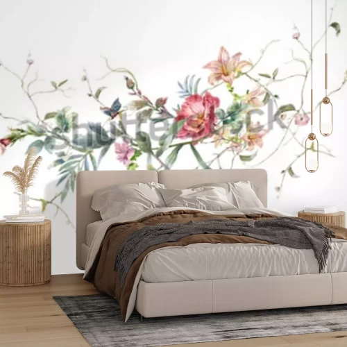 Sticker Gemälde mit Blumen Retro