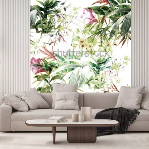 Fototapete Aquarellmuster mit Natur