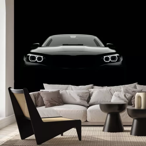 Sticker Schwarzes Auto in einer sehr dunklen Umgebung