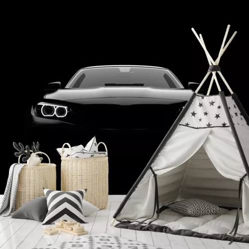 Sticker Schwarzes Auto in einer sehr dunklen Umgebung