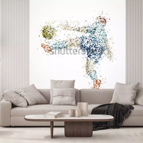 Fototapete Abstrakte Silhouette eines Fußballspielers mit Ball