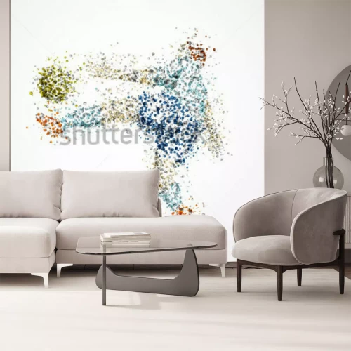 Sticker Abstrakte Silhouette eines Fußballspielers mit Ball