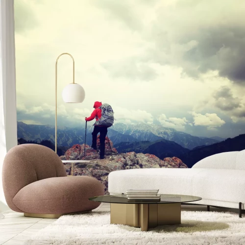 Fototapete Menschen auf dem Berggipfel