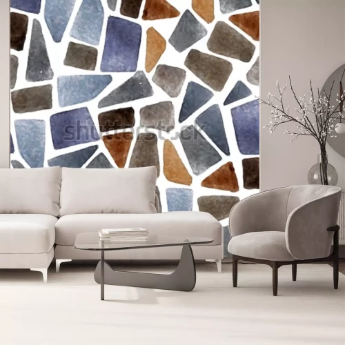 Fototapete Mauer aus bunten gemalten Steinen