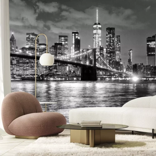 Fototapete Brooklyn Bridge in New York schwarzweiß Landschaft