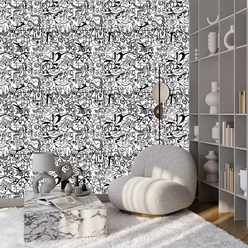 Tapete Black and white pattern.Seamless background, texture.