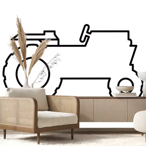 Sticker tractor agriculture silhouette icon