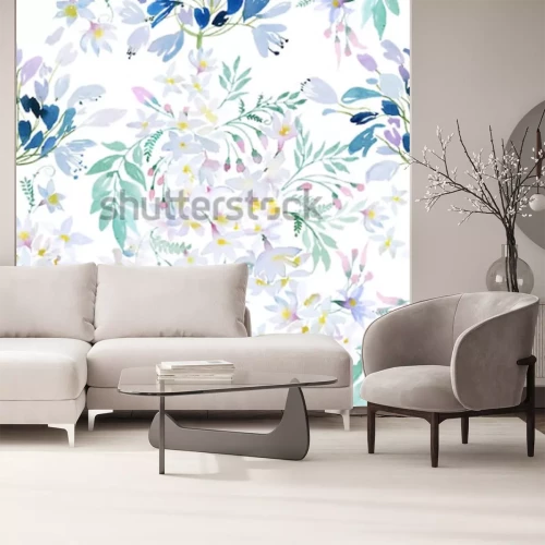 Sticker Gemalte Komposition mit Blumen