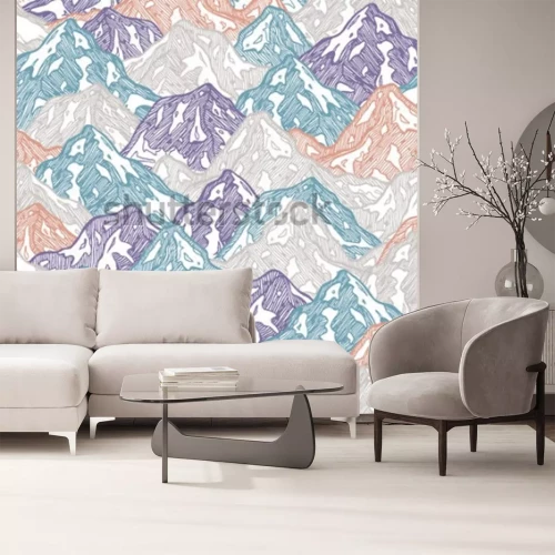 Fototapete Illustration bunter Berge