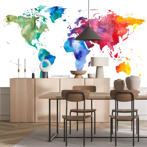 Fototapete Bunte Aquarell-Weltkarte