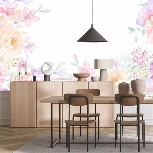 Fototapete Elegant roses and peony flowers