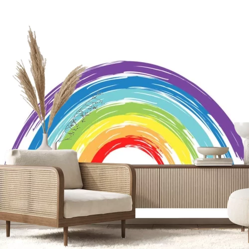 Sticker Minimalistischer Regenbogen auf weißem Hintergrund