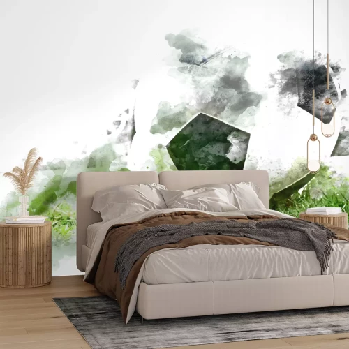 Fototapete Fußball auf dem Spielfeld im Aquarellstil