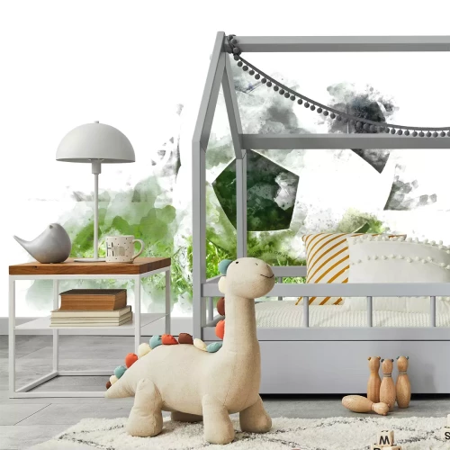 Fototapete Fußball auf dem Spielfeld im Aquarellstil