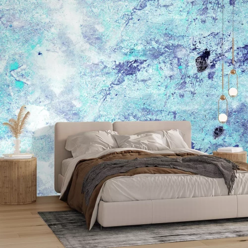 Fototapete Blau-türkisfarbene Betonmauer