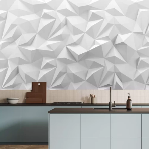 Sticker White low poly background texture. 3d rendering.