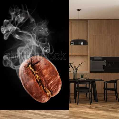 Fototapete Realistische Bohne gerösteten Kaffees