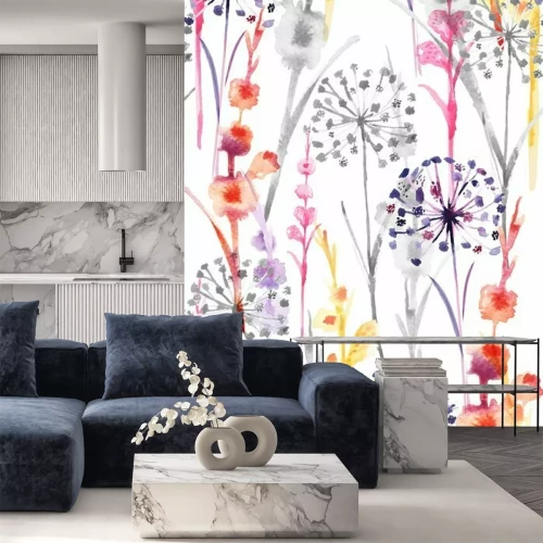 Sticker Wilde Blumen mit Aquarellfarben gemalt