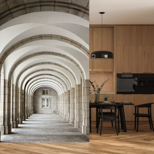 Fototapete Beige symmetrische Säulen 3D