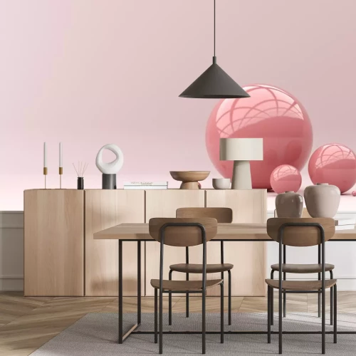 Sticker 3d-Kugeln in rosa Pastellfarben