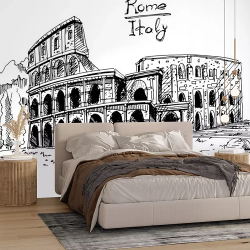 Sticker Vector sketch of The Coliseum or Flavian Amphitheatre, Rome, Italy.