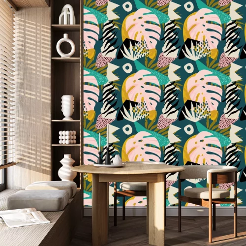 Tapete Tropische Blätter bunte Abstraktion