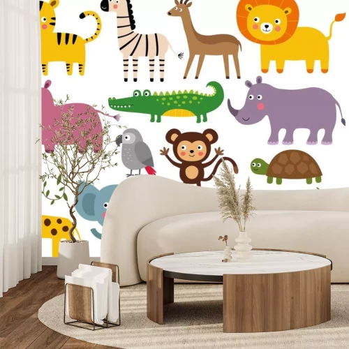 Sticker African jungle animals set (elephant, lion, croco, monkey and more)