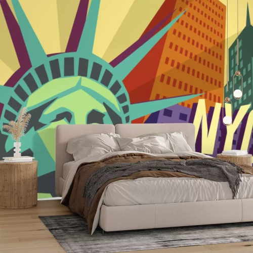 Sticker Illustration von New York City und die Freiheitsstatue