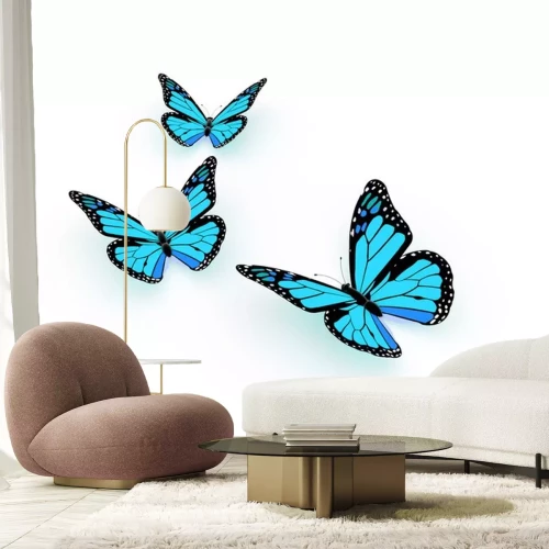 Sticker Exotische Schmetterlinge auf hellem Hintergrund