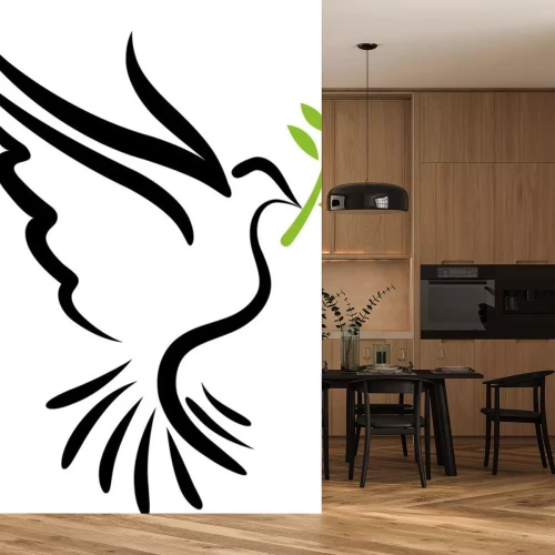 Sticker Tiere Taube mit einem grünen Zweig im Schnabel