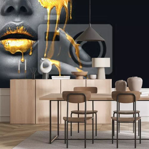 Fototapete A woman's face with golden elements