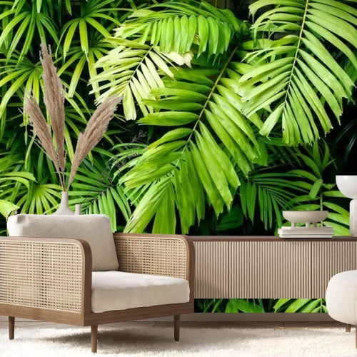 Fototapete Hellgrüne Pflanzen im Dschungel