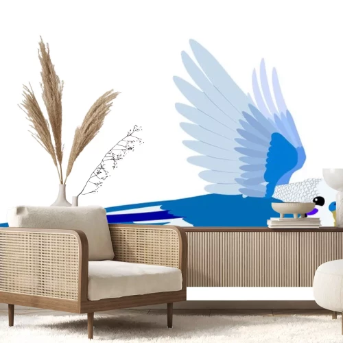 Sticker Blauer Vogel auf weißem Hintergrund
