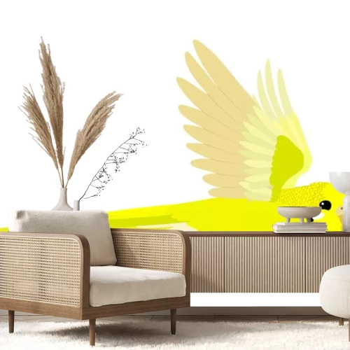 Sticker Gelber Vogel auf einem leeren Hintergrund