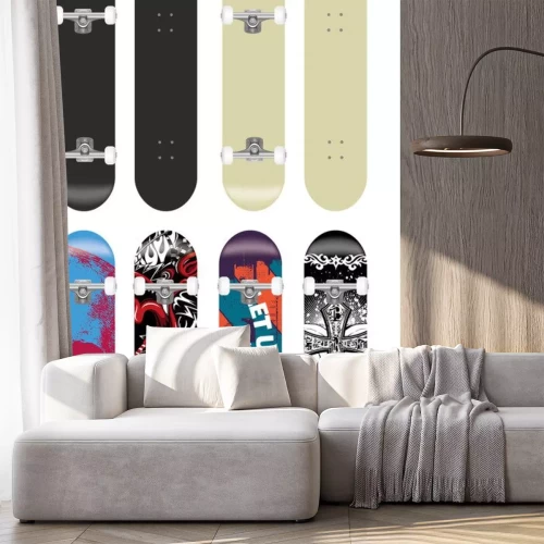 Sticker skateboard vector template illustration set (with backside design collection) 