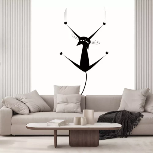 Sticker Haustiere schwarze Katze mit gewelltem Schwanz