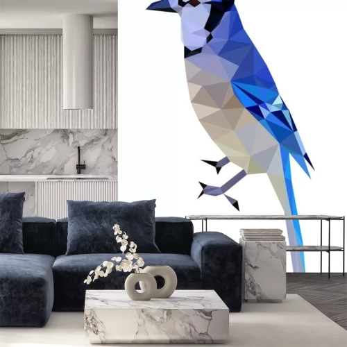 Sticker Colorful polygonal style design of blue bird